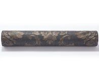 Entfernbare viktorianische Damast-Tapete prägte schwarzes und goldenes Muster, Rolle 0.53*10m/