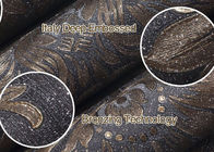 Entfernbare viktorianische Damast-Tapete prägte schwarzes und goldenes Muster, Rolle 0.53*10m/