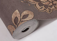 Brown-Blumenmuster-waschbare Vinyltapete mit prägeartiger rustikaler Art