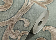 Wasserdichter PVC-Grün-Damast-viktorianische Muster-Tapete mit nicht gesponnenen Materialien