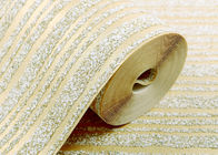 Goldenes und graues Sandstein-Partikel-modernes entfernbares Tapeten-Schlafzimmer-gestreifte Tapete