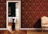 entfernbare Wandverkleidungen 0.53*10M Wohnzimmer PVCs mit Rot und Goldfarbe, ISO SGS