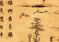 Chinesische Landschaftspoesie-asiatische angespornte Tapete für Tee-Haus/Studie