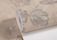 Moderne Tapeten beige Blumenmuster PVCs für Schlafzimmer mit prägeartiger Oberfläche